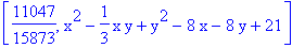 [11047/15873, x^2-1/3*x*y+y^2-8*x-8*y+21]